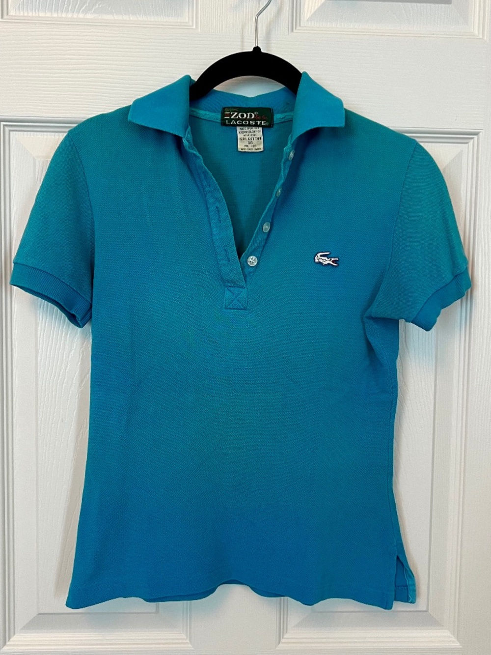 Vintage 80s Izod Lacoste Polo Shirt XS Blue Turquoise Retro Preppy Indie Sleaze